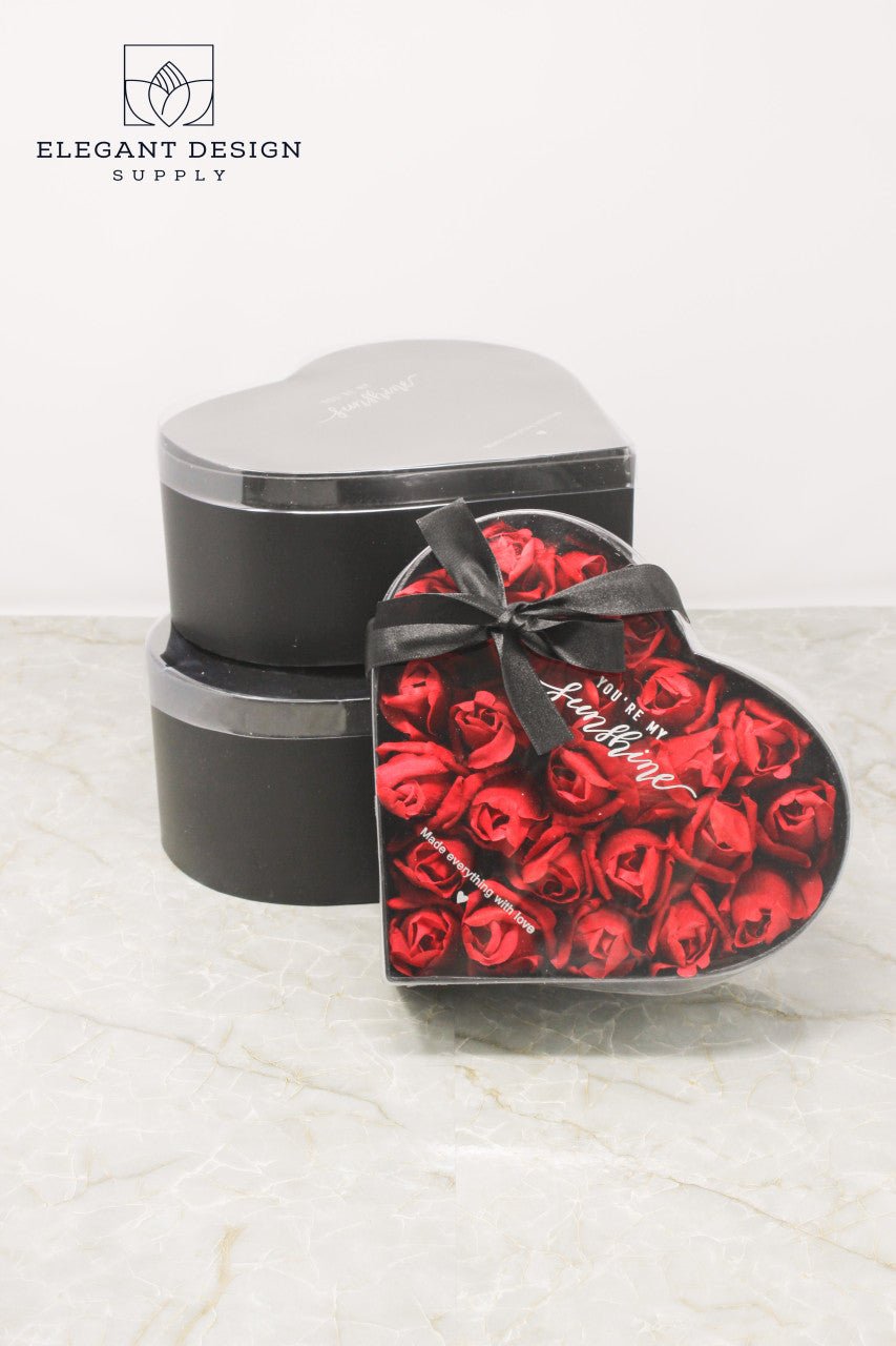 You're my Sunshine Heart Shape Flower Gift Box with Clear Lid - Elegant Supply