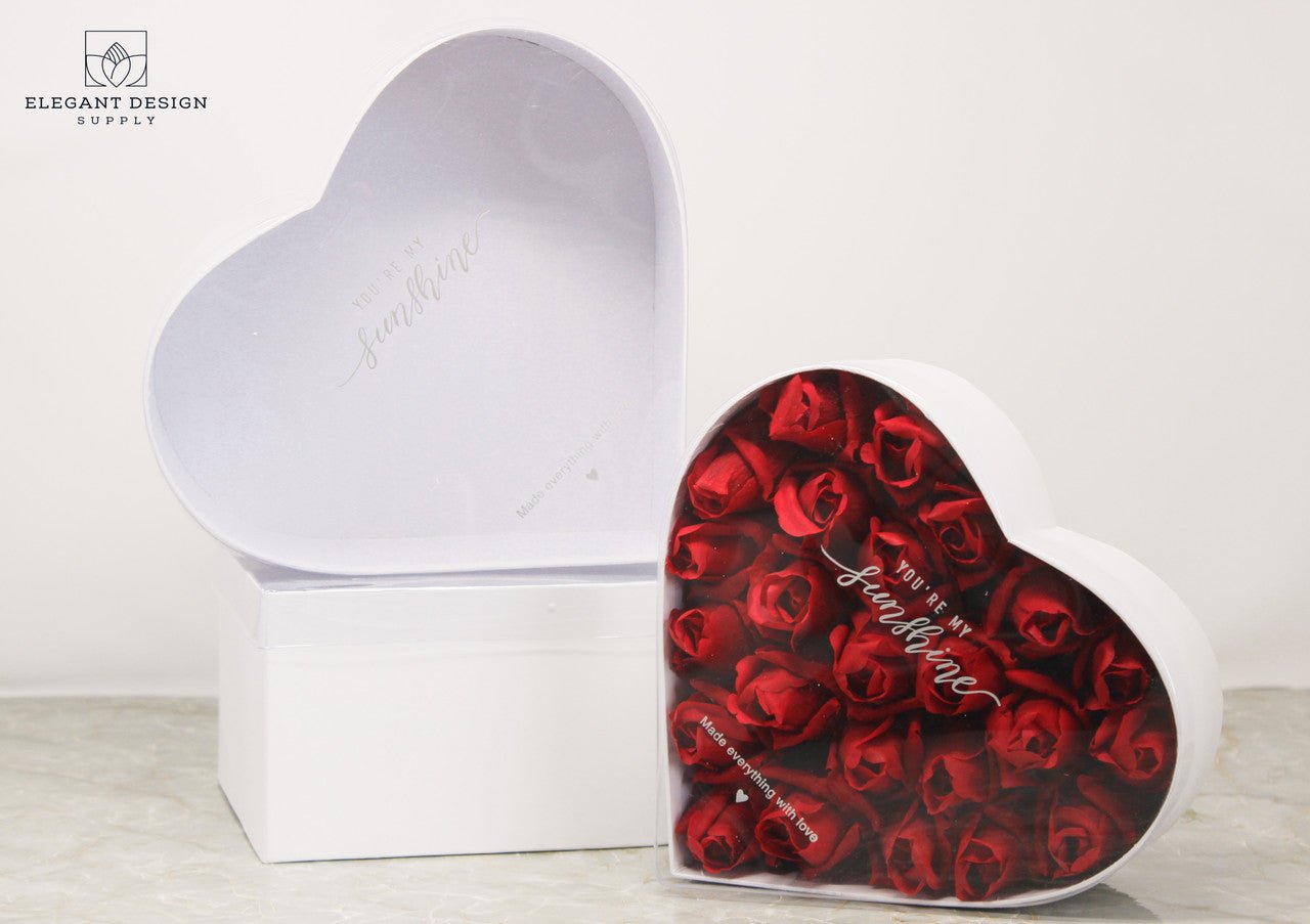 You're my Sunshine Heart Shape Flower Gift Box with Clear Lid - Elegant Supply