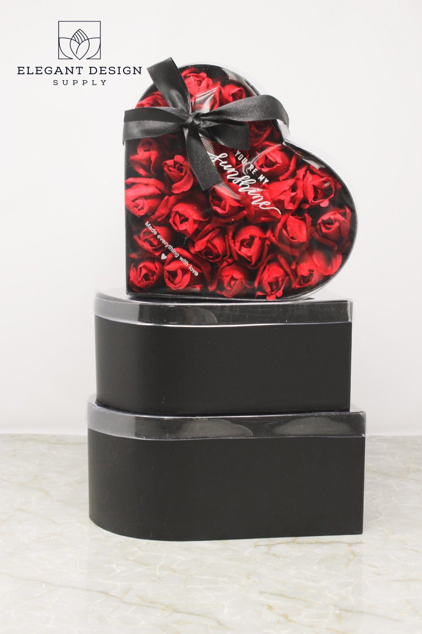 You're my Sunshine Heart Shape Flower Gift Box with Clear Lid - Elegant Supply