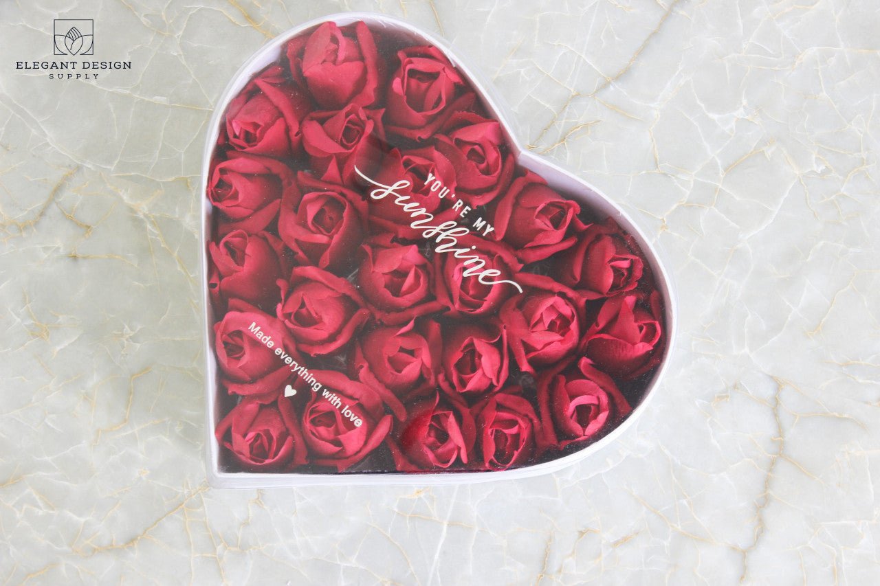 You're my Sunshine Heart Shape Flower Gift Box with Clear Lid - Elegant Supply